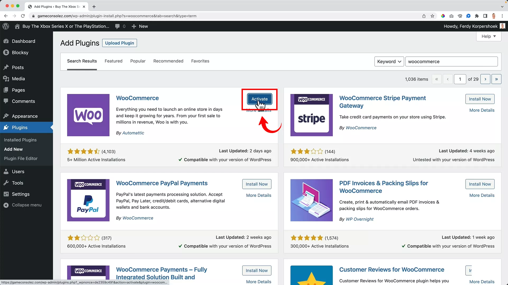 Install and WooCommerce 