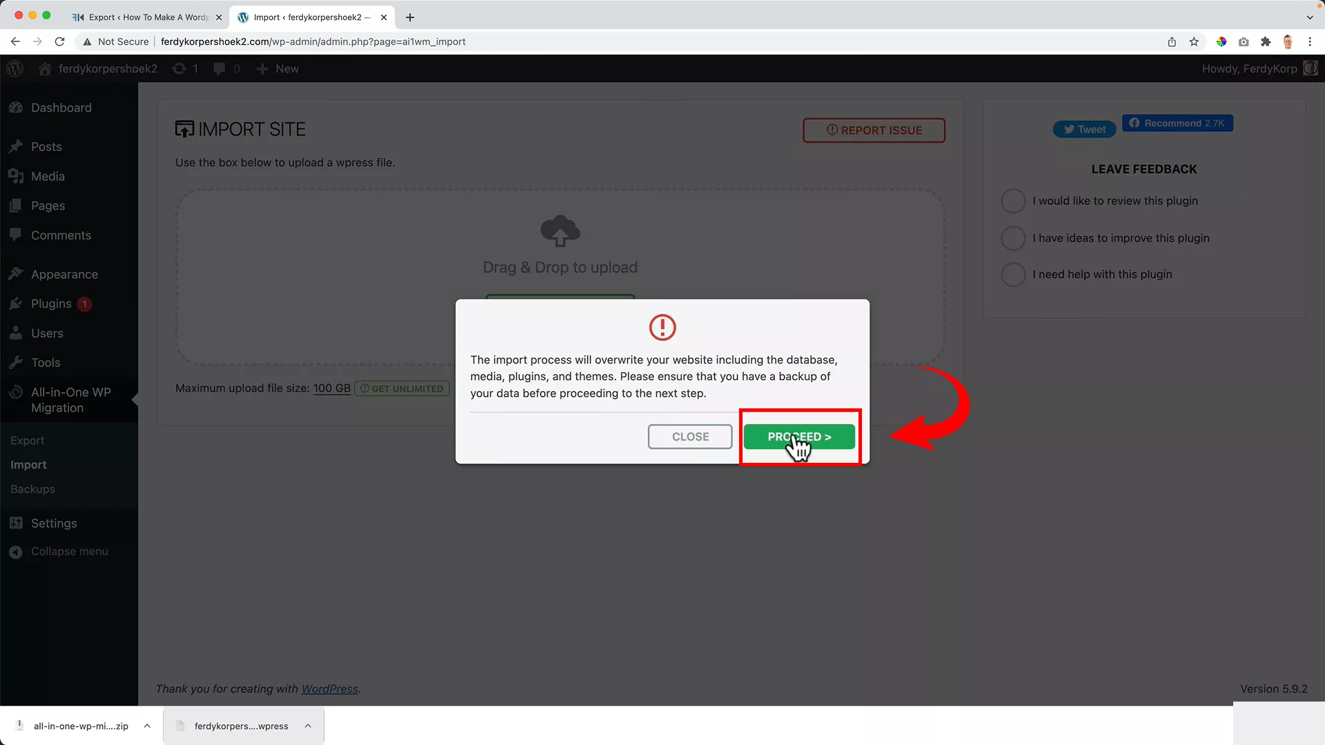 21 513 Finish Importing Website Wp