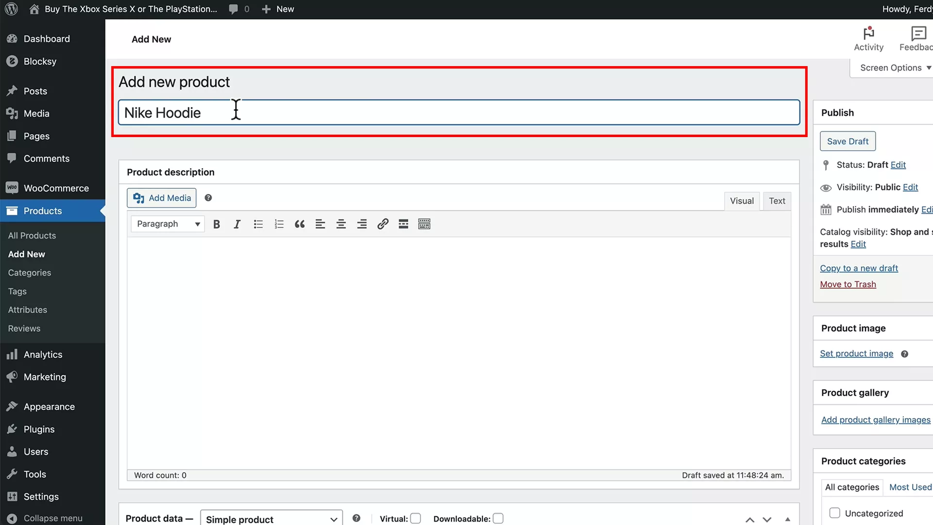 adding a product name on WooCommerce