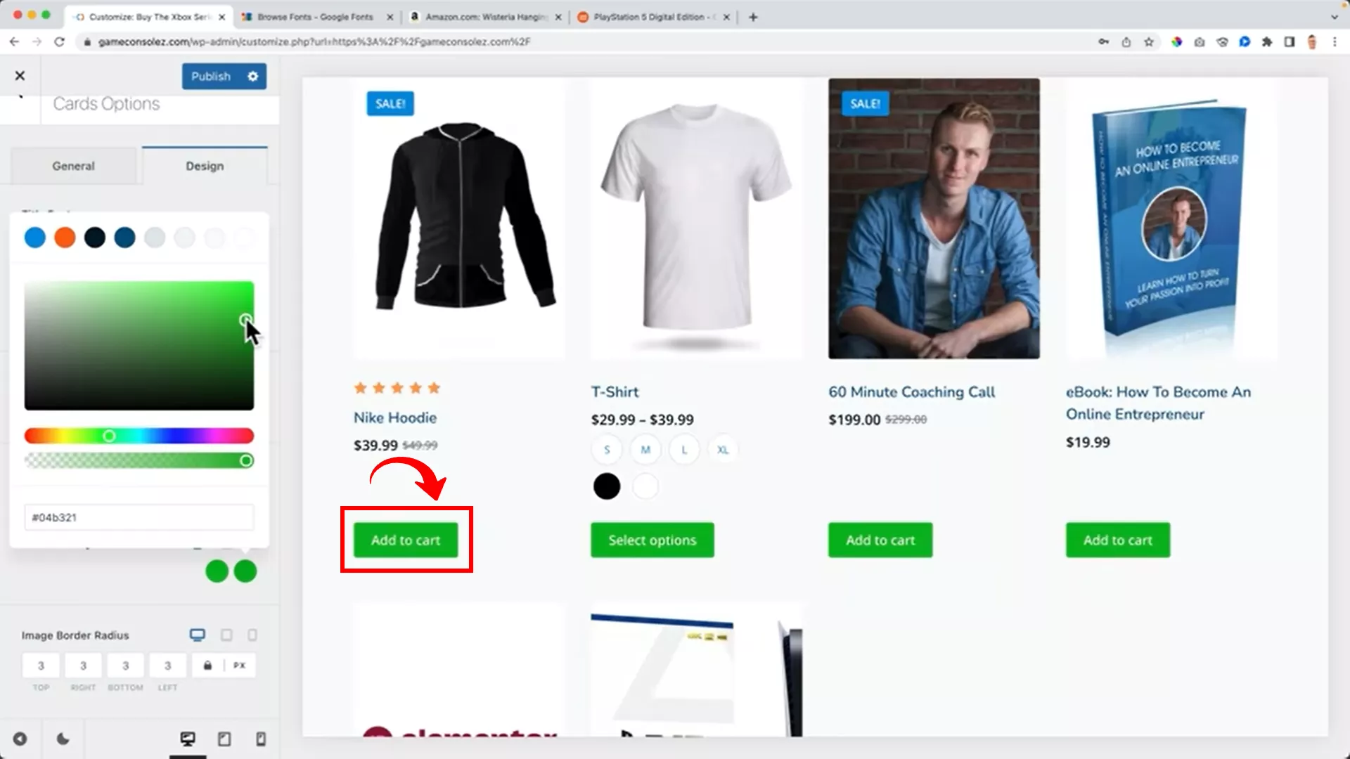 Add to cart button on WooCommerce
