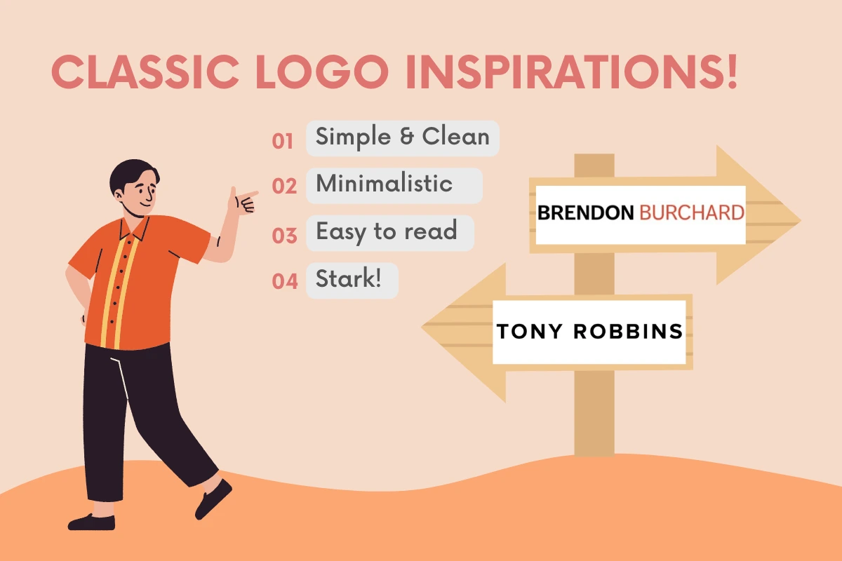 an illustration showing classic logo examples. Simple and clean and minimalist logos.